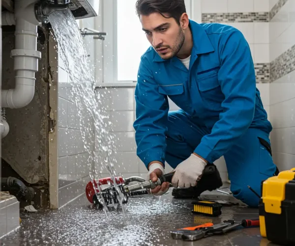 Plombier Namur gérant une fuite d’eau en urgence