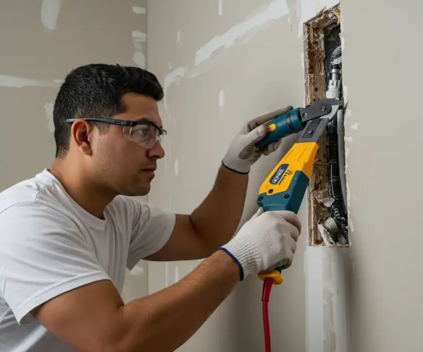 Plombier Mons réparant une canalisation d’eau dans un mur