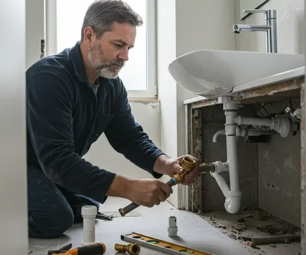 installation lavabo par plombier charleroi